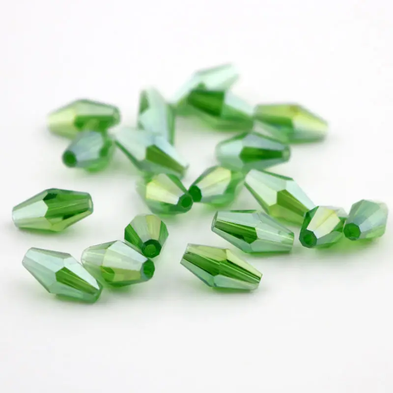 

495Pcs/lot Green ab Color Faceted Crystal Glass Beads 6x11mm Double Cones Bicone Beads free shipping