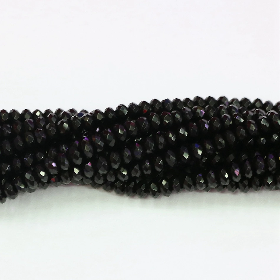 

Vintage style black jades stone 2*4mm natural stone chalcedony faceted rondelle abacus loose beads jewelry making 15inch B583