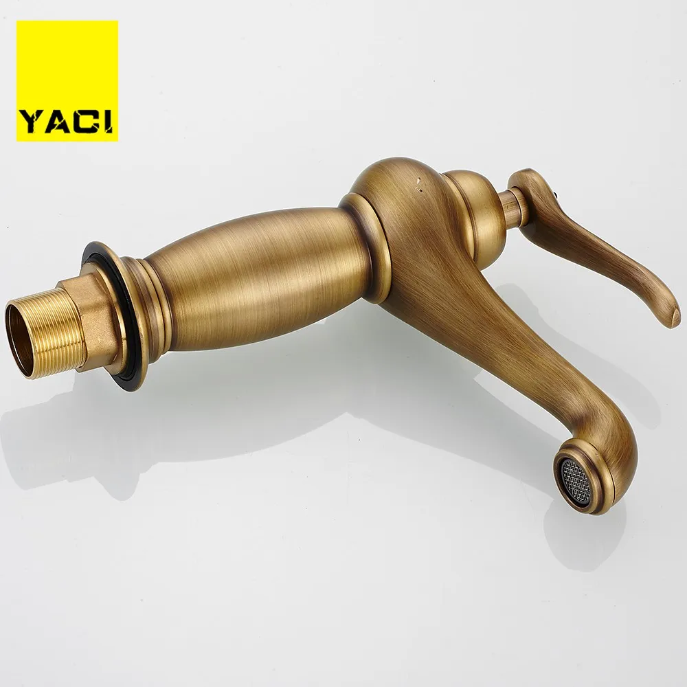 YACI Высокое качество Ретро Винтаж античная латунь Ванная раковина кран