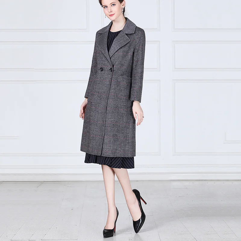 Genuine woolen coat female 2018 winter new long paragraph high-grade wool plaid jacket | Женская одежда