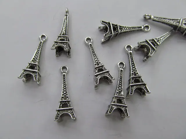

free ship-- 50pcs 25x8mm Vintage Brass Connector ,Eiffel Pair Tower carved charms pendant