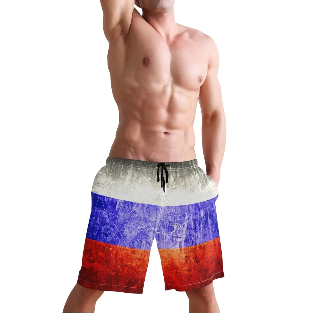 Summer Male Swimming Trunks Siwmsuits Russia Flag Print Beach Short Pants Men's Sportwear Shorts For Man Sports Fitness | Спорт и