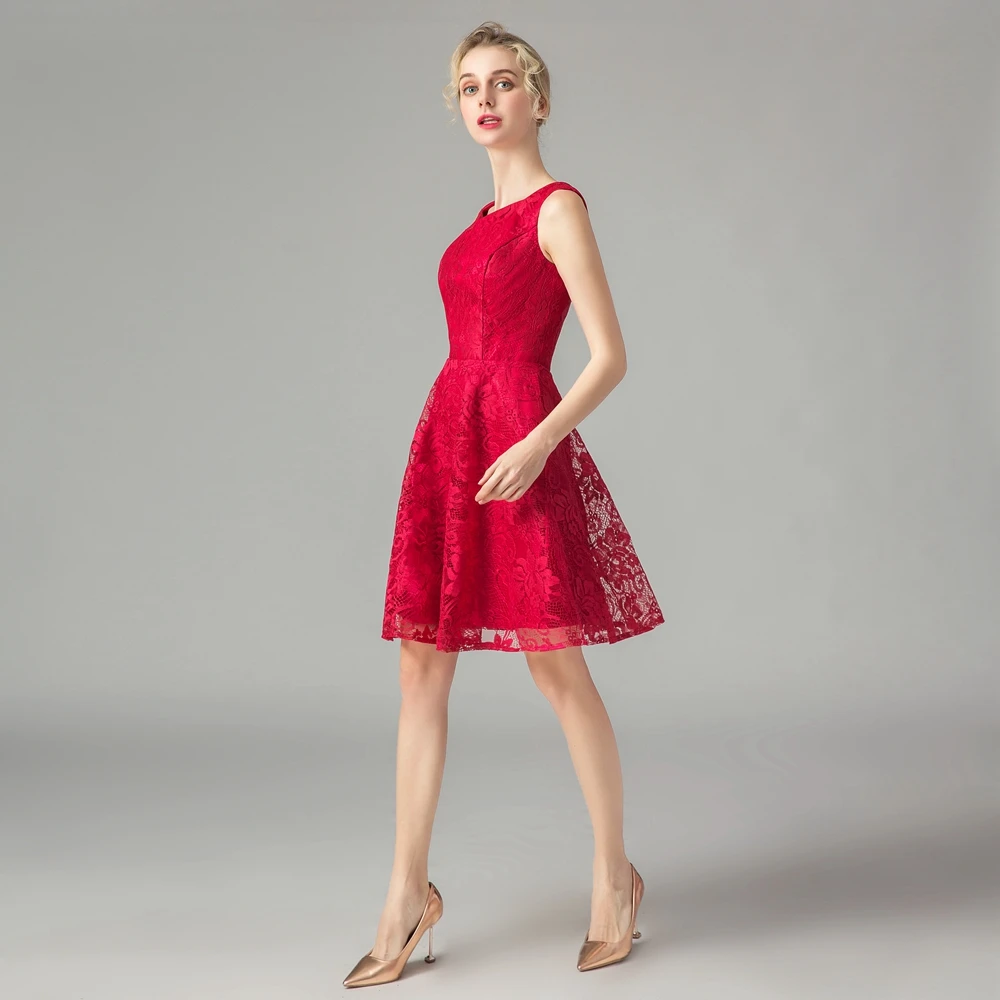 SSYFashion/Новинка элегантные коктейльные платья Короткое красное кружевное платье