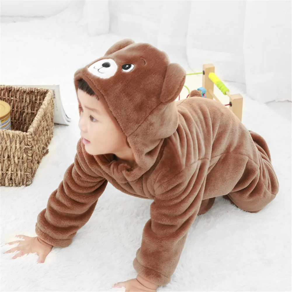 Kigurumi/зимняя одежда для малышей с изображением животных; Коричневый медведь; праздничный костюм; От 1 до 3 лет; Детский костюм для костюмированной вечеринки; забавное животное; один предмет; фантазия