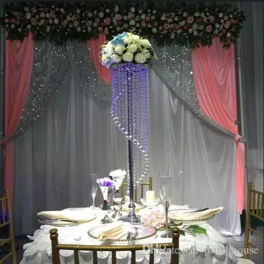 Online Ana Masa Merkezi Dekorasyon Parti Dekorasyon Spiral Kristal Düğün şamdan Merkezinde Standı 70 Cm Yükseklik 10 Adet/grup