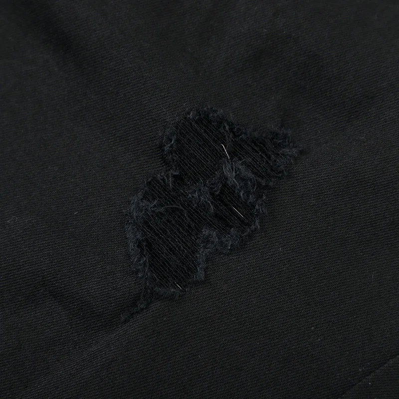 Женские повседневные брюки SEMIR черные тонкие узкие с небольшими дырками лето 2019 |