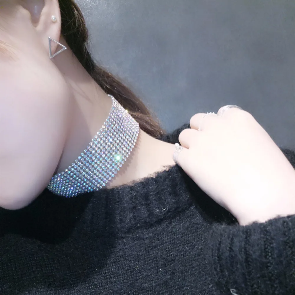 Женское Ожерелье-чокер с цветными кристаллами ширина 3 8 см для свадебной