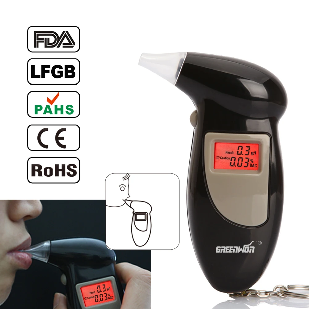 2pcs/ 2019 Free Shipping, Key Chain Alcohol Tester, Digital Breathalyzer, Alcohol Breath Analyze Tester (0.19% BAC Max)