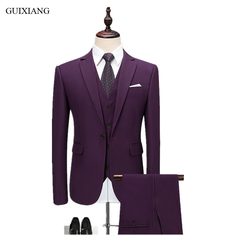 

2018 New Arrival Style Men Boutique Wedding Suit Dress High Quality Business Formal Three-pieces Suit Blazers Plus size M-6XL