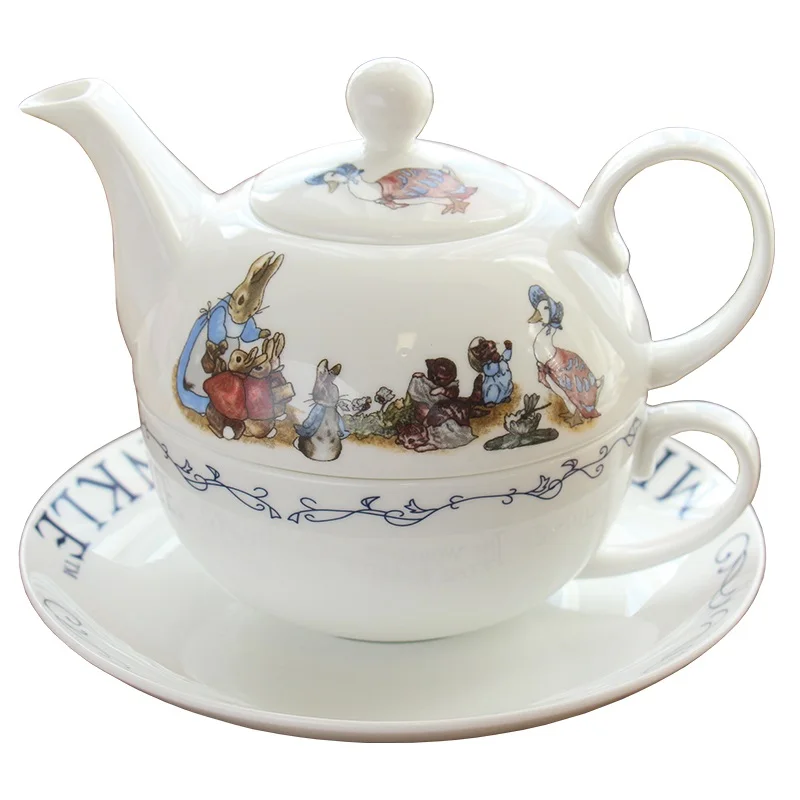 Composite pot English bone china coffee cup dish pot set ceramic tea cup cartoon red kettle pot