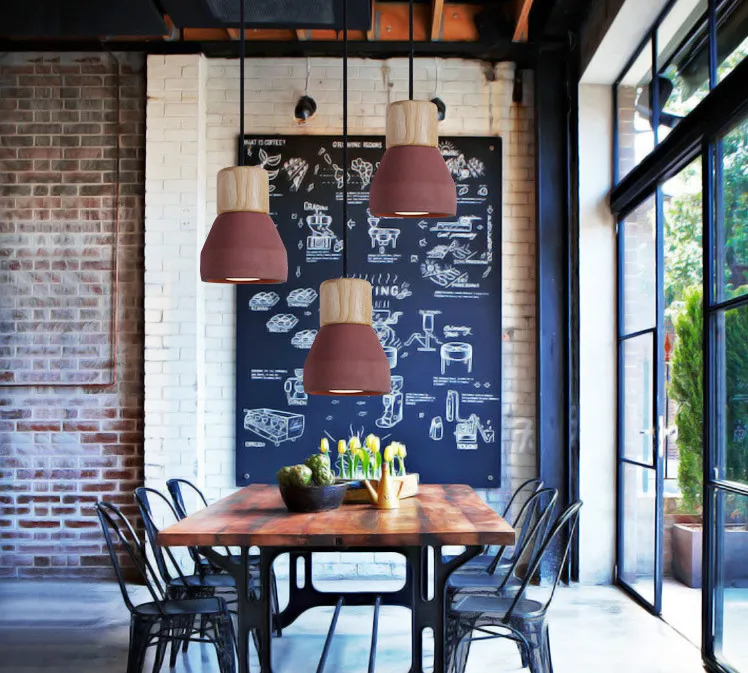 Классическая старинные Натурального Дерева Металлический Хром E27 промышленных