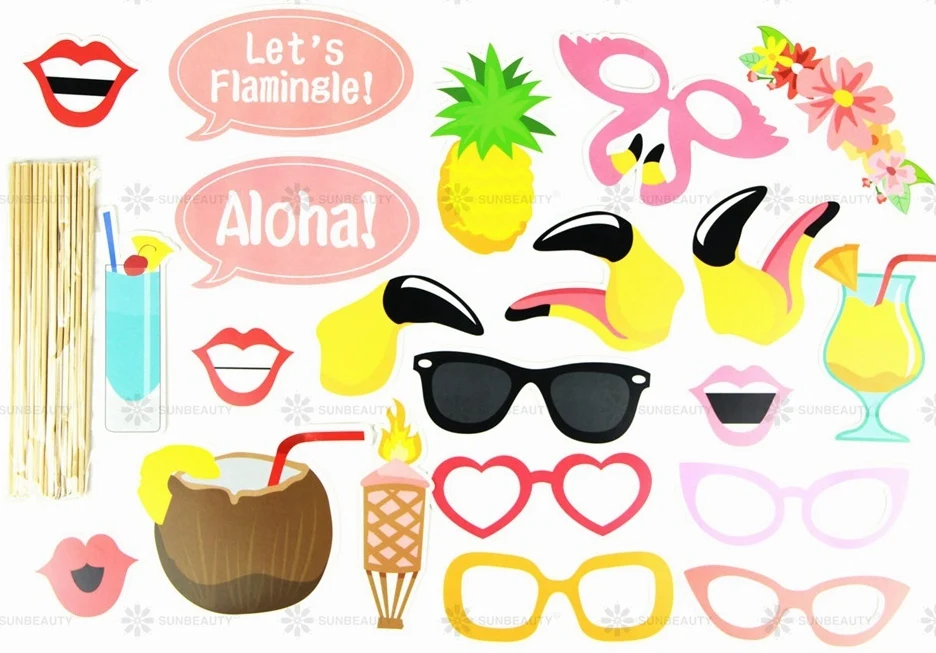 Фламинго Photo Booth Реквизит для Луо в гавайском стиле вечерние украшения бассейн