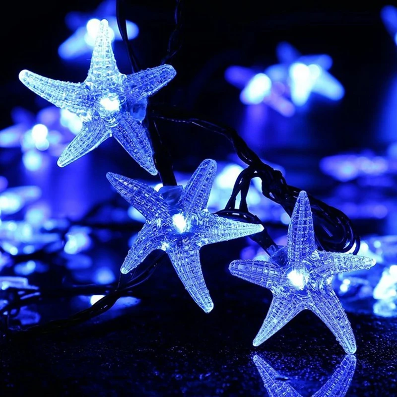 Новый 20ft 30 светодиодный Starfish солнечные Фея Рождество свет строка наиболее поп