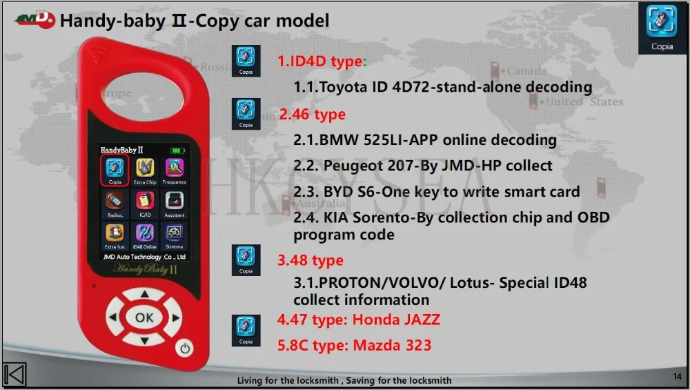 JMD Handy Baby II ручной копирующий автоматический ключ инструмент для 4D/46/48/G чипы программист Handy Baby2 с JMD помощник