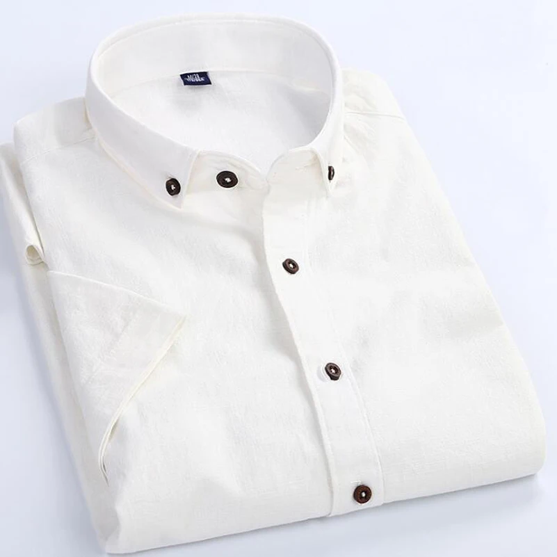 2017 Новая мода Лен Рубашки для мальчиков белый/синий Марка Повседневное короткий