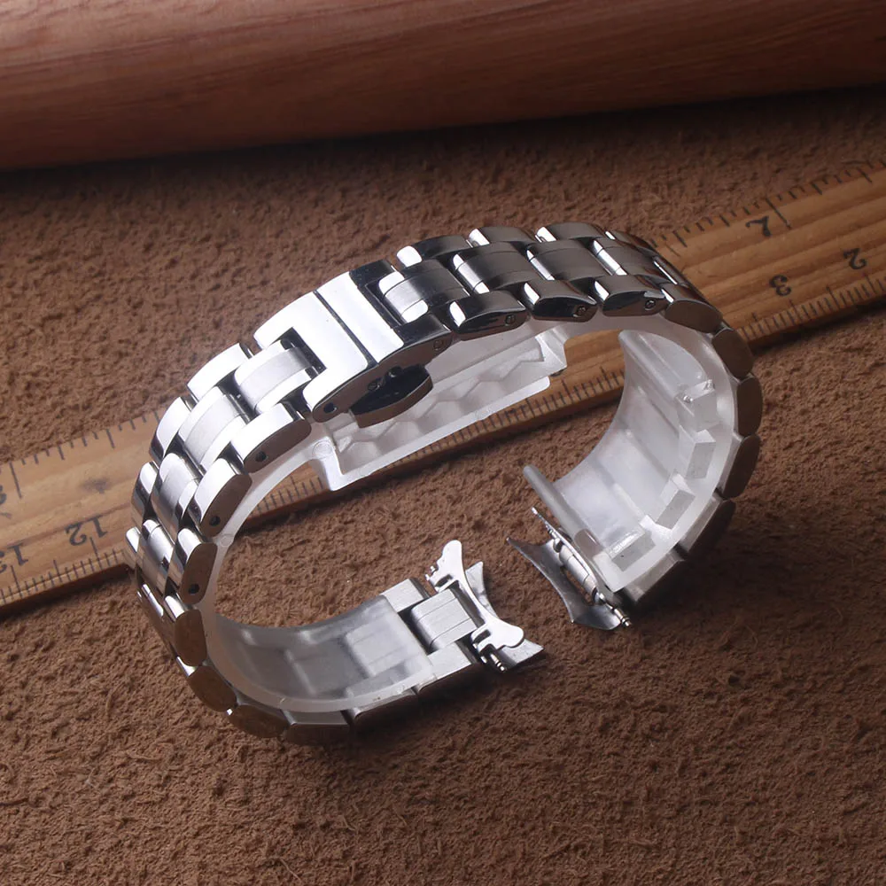 

14mm 15mm 16mm 17 18mm 19mm 20mm 21mm 22MM Solid Stainless Steel Curved End Watch Strap Band Bracelet Silver color promotion new