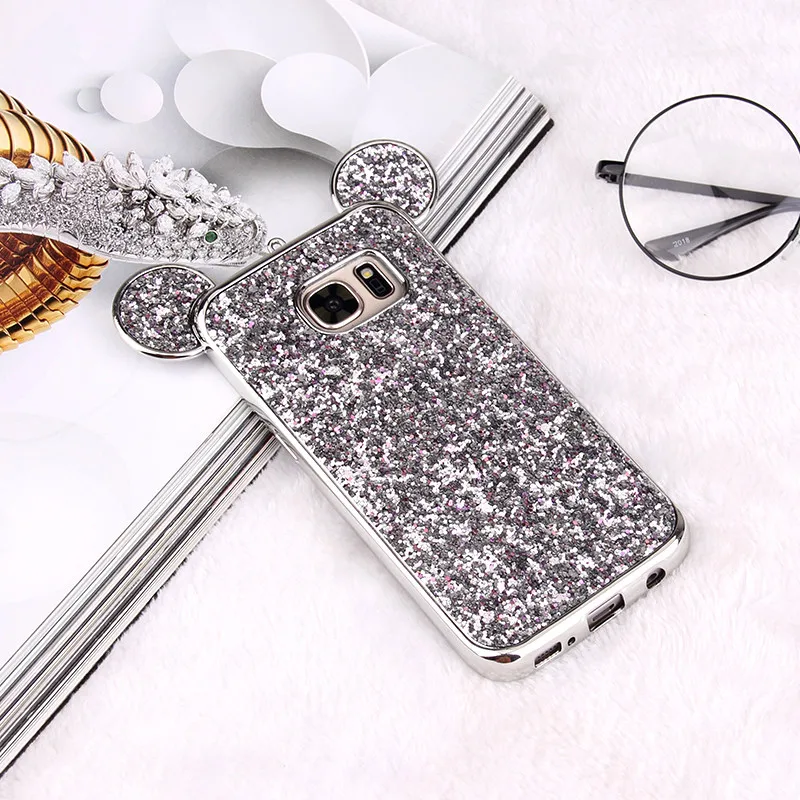 3D Minnie Mickey Mouse Ears Case For Samsung Galaxy S10 S9 S8 Plus S7 S6 Edge Lite Soft Bling Glitter Cover Phone Bags Coque |