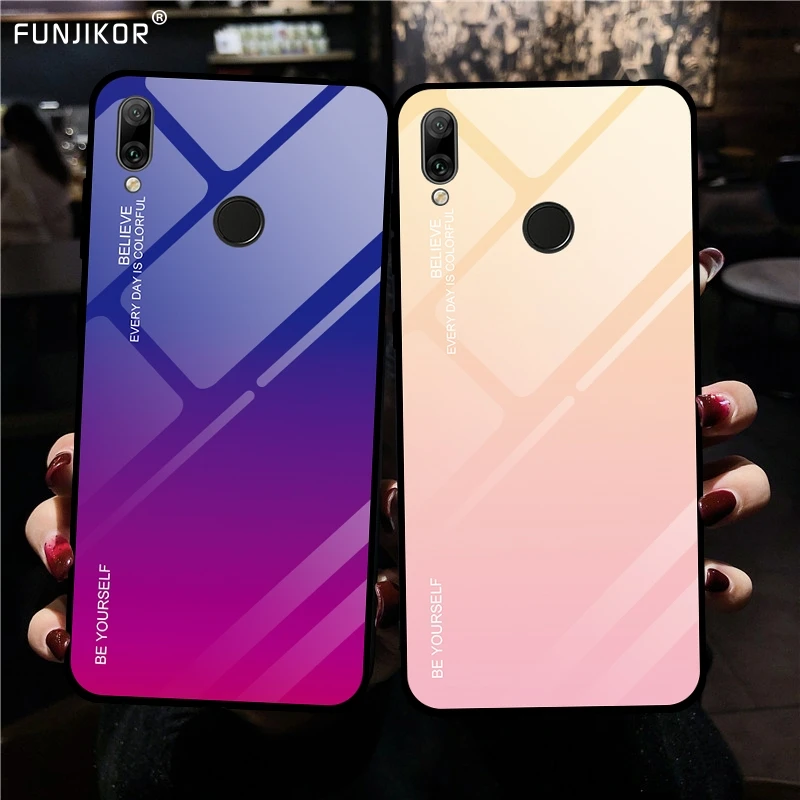 Роскошный градиентный чехол из закалённого стекла для Huawei Honor 8A JAT-LX1 Pro телефонные
