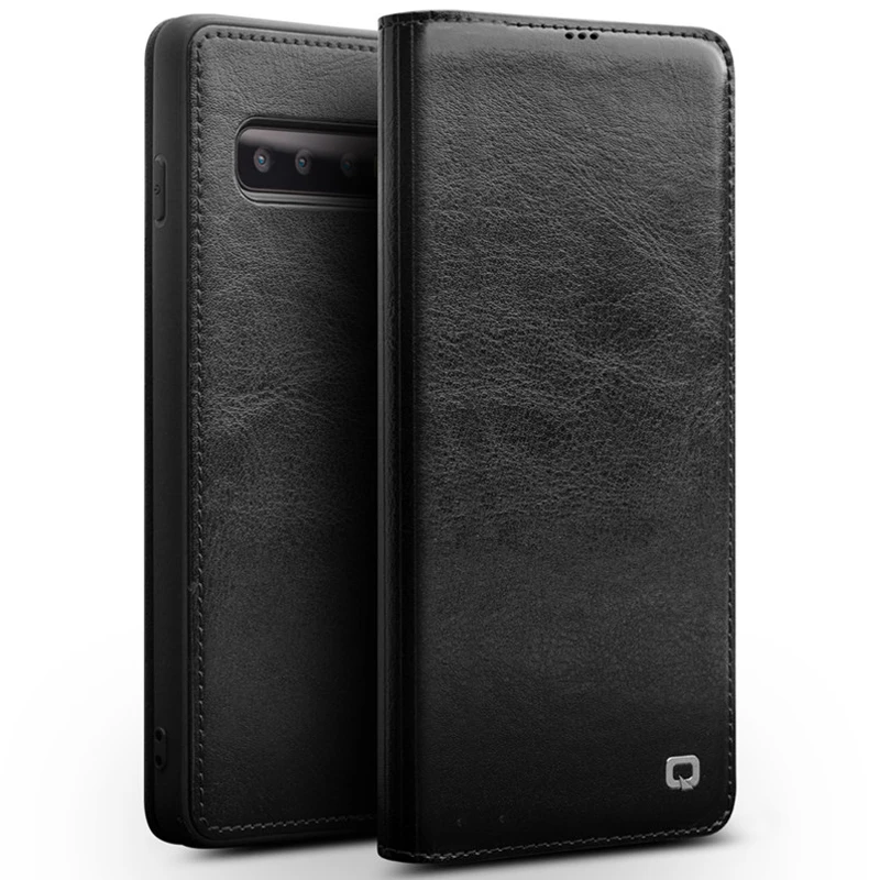 QIALINO чехол из натуральной кожи для Samsung Galaxy S10 Plus бумажник с откидной крышкой