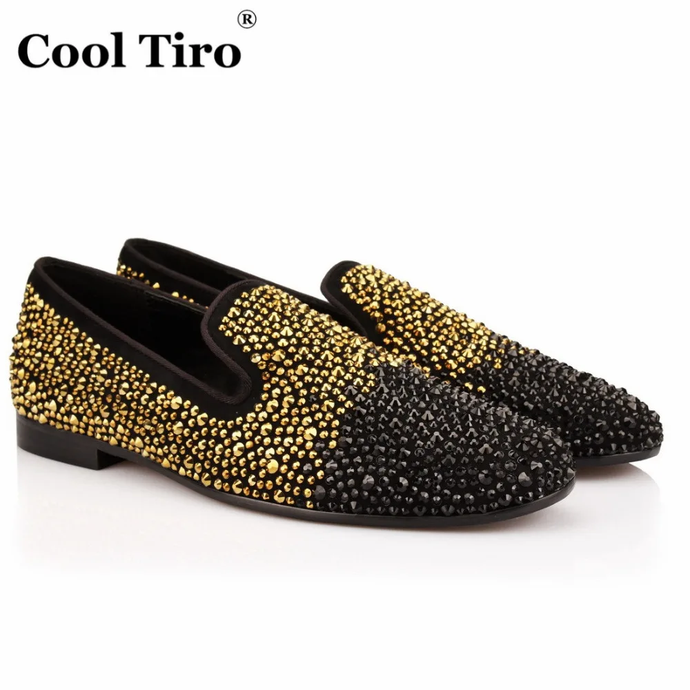 COOL TIRO/Новинка Роскошная обувь ручной работы со стразами цвет черный золотой