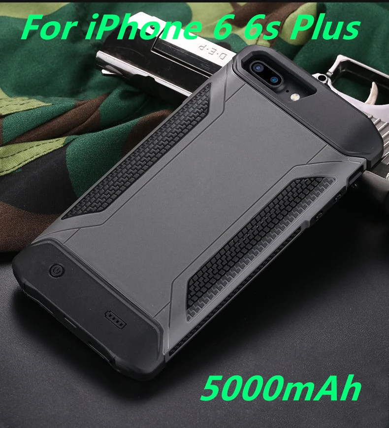 Чехол для аккумулятора 4000/5000 мАч для iPhone 6 6 S 7 8 Plus power Bank Charing Cases Armor Backup тонкая батарея зарядное устройство чехол задняя крышка - Цвет: I6P 6SP-Gray