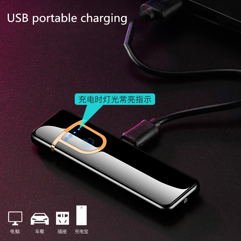 USB зарядка Электронная Зажигалка Ветрозащитная тонкая мужская индивидуальная Женская электрическая нагревательная проволока цветная сигарета зажигалка