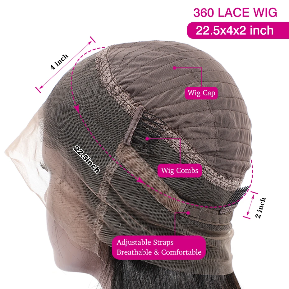 360 передний парик из натуральных волос прямой с кружевом предварительно сорвал