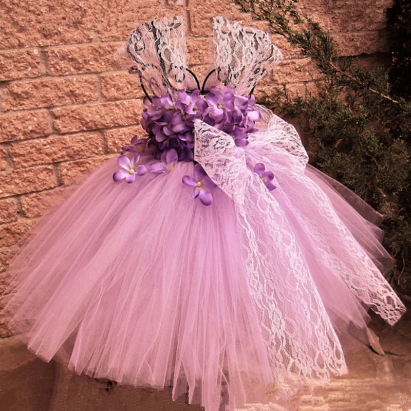 Green Girls Flower Tutu Dress Tulle Garden Fairy Princess Kids Wedding Birthday Party Dresses For Costume 1-14 | Детская одежда и