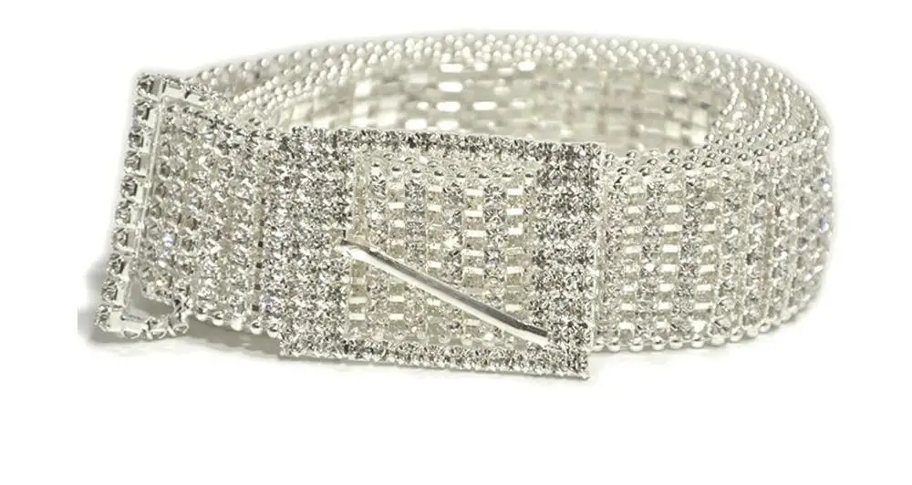silver 8 row stone Супер блеск, женские Стразы, тонкие и широкие, серебряные, шикарные, для невесты, свадебные, с кристаллами, на цепочке, ремни, золотые, бриллиантовые пояса, Bg-1045 - Цвет: silver 8 row stone