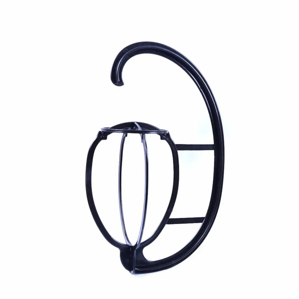 black Portable Hanging Wig Stand Durable Wig Holder Display Hanger Hairpiece Hook Type Plastic DIY Long and Short Wigs Hats - Color: black