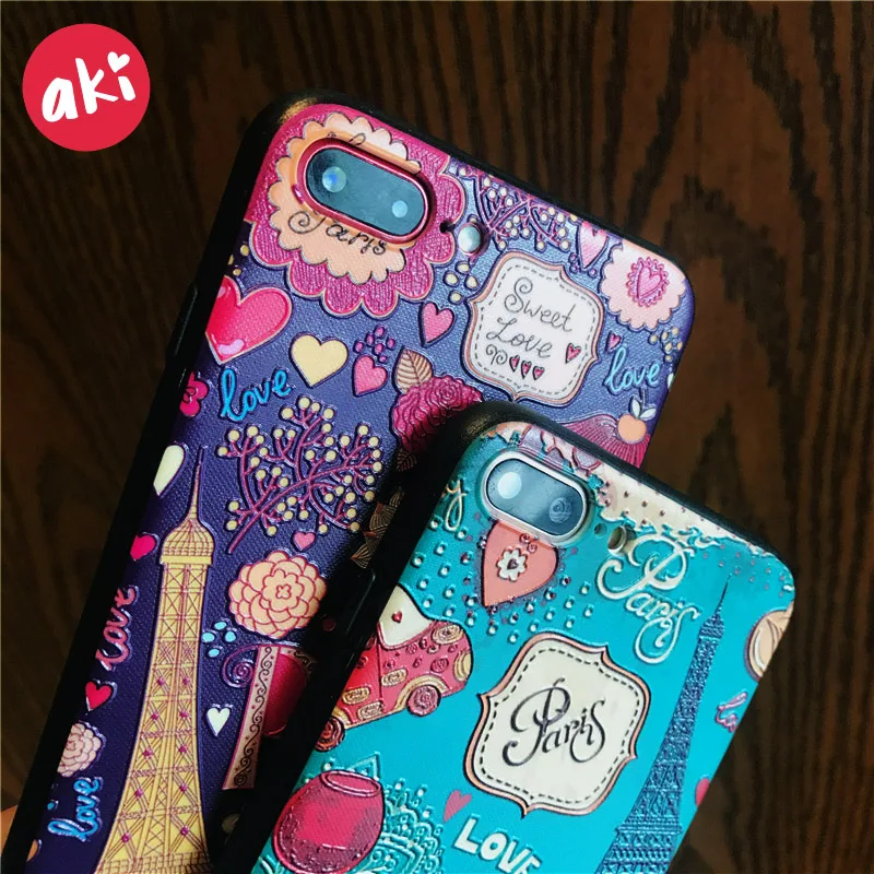 Чехол для телефона с рельефом Аки iPhone 6 6s Plus чехол Парижем Эйфелевой башней