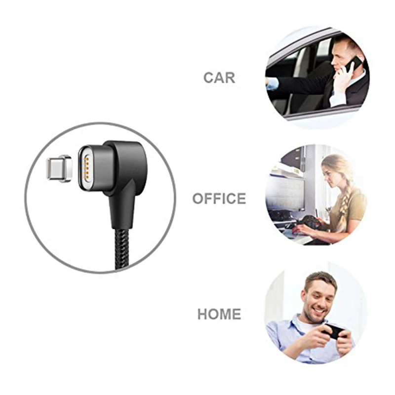 90 градусов угол 3 в 1 Магнитный зарядный кабель L форма для iPhone/Micro USB/type C USB C 2.1A Быстрый Магнит кабель для зарядки данных