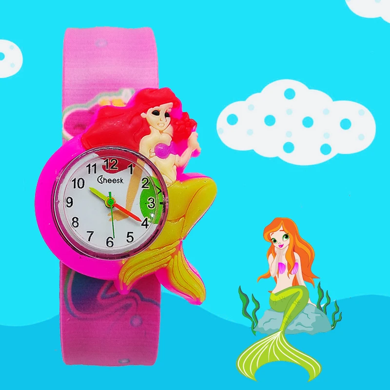 Детские Кварцевые часы Русалочки с мультяшным дизайном детские наручные