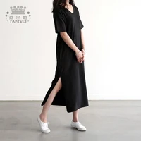 free shipping 2018 fashion plus size xs 10xl long mid calf dress summer spring short sleeve cotton dress with slit customized