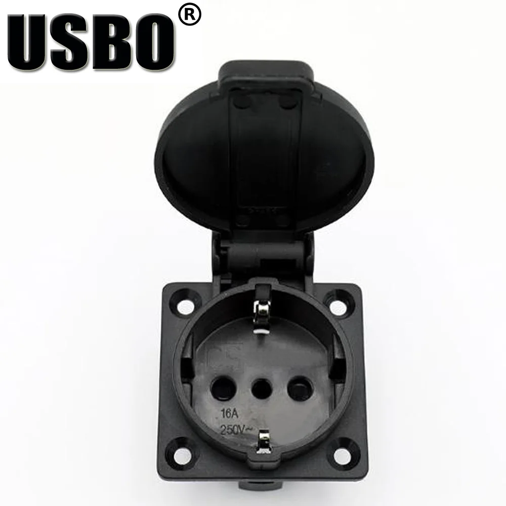 Черная круглая крышка итальянская стандартная розетка IP54 2P + PE 16A 250В переменного