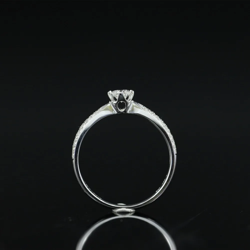 Женское круглое кольцо LASAMERO дизайнерское с натуральным бриллиантом 18 К белое