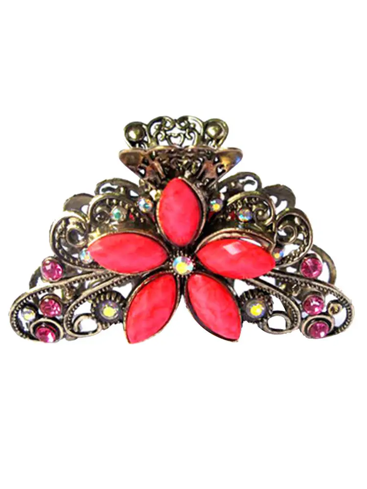 

Crystal cutout Hair Clip retro irises hairpin Vintage Flower Hair Claws Rhinestones Hair Clips For Women Girls