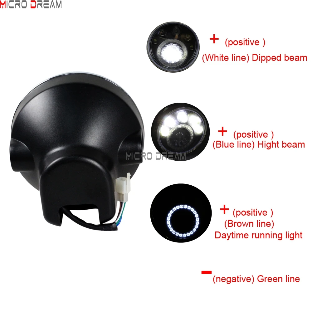 E mark Cafe Racer 7 ''светодиодный круглый фонарь Hi/Lo Beam 12v для Harley Dyna Softail FXWG FX Choppers Cruisers|