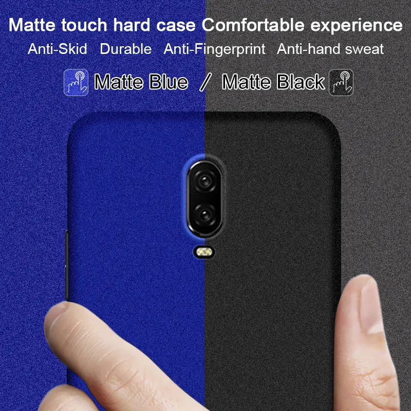 IMAK Back Cover for OnePlus 6T Coque Matte Surface Shell Ring Grip Stent PC Phone Case + Screen Film Cases |
