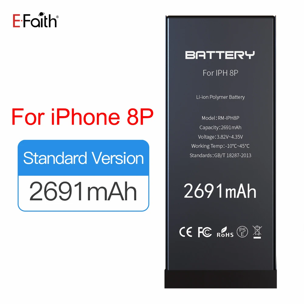 Класс AAA 10 шт./лот E-Faith 100% протестированная литиевая внутренняя батарея для iPhone 8P