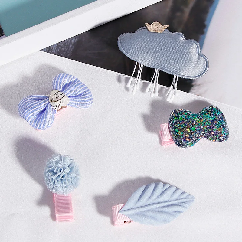 5 шт. новые милые заколки для волос девочек с рисунком короны и бантом летние