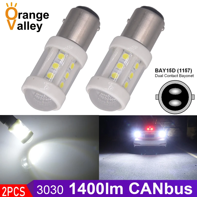 2шт CANbus 1157 Bay15d Автомобильный светодиодный стоп светильник s P21/5W 18 SMD 3030 авто