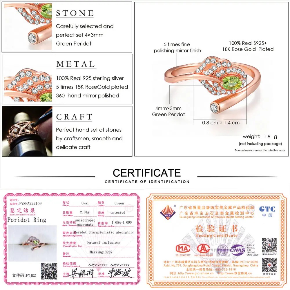 Женское кольцо из серебра 925 пробы с зеленым Перидотом|ring design|ring forrings for women |