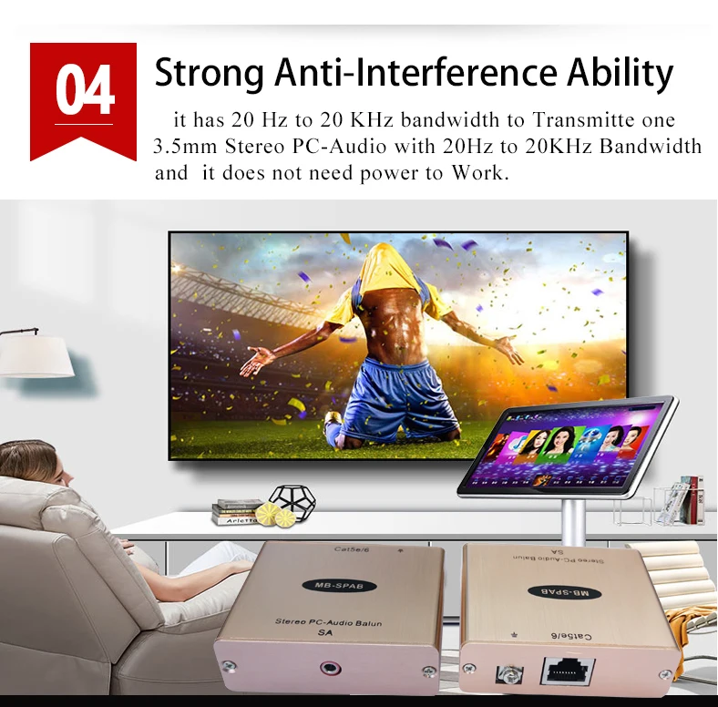Cat5 3,5 мм аудио адаптер стерео аудио RJ45 конвертер PC-аудио Cat5/6 Extender аналогового аудио по Ip