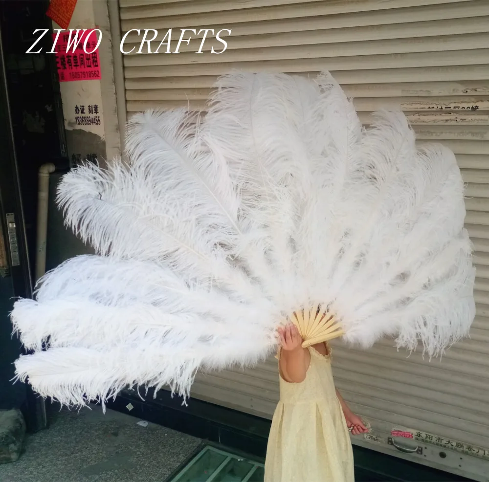 Большой веер из перьев страуса с бамбуковыми карнизами для танца живота вечерние