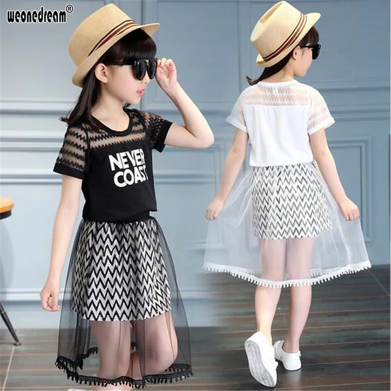 WEONEDREAM/комплекты одежды для девочек футболка + сетчатая юбка повседневное