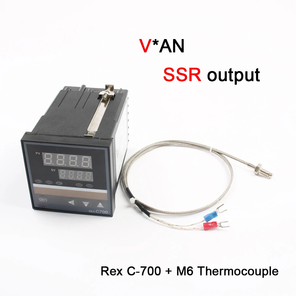 Set 1 REX-C700 Температура контроллер цифровой PID REX Температура контроллер SSR регулятор температуры с термопарным SSR40DA 40A REX-C700 220V~ 240V - Цвет: Set 1