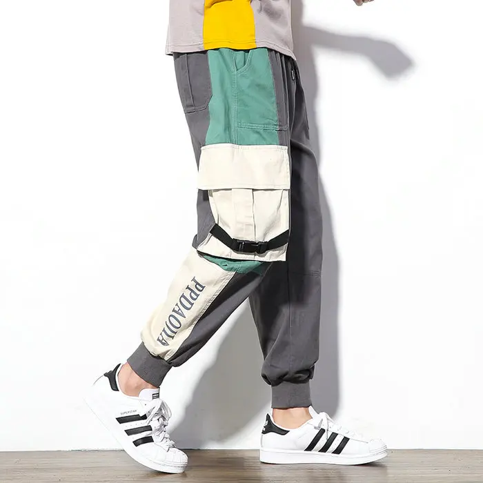 Dark Grey Новые западные Harajuku боковые ленты мужские брюки для бега хип хоп Уличная осень зима обычная, высокая, на выход мужские шаровары - Цвет: Dark Grey