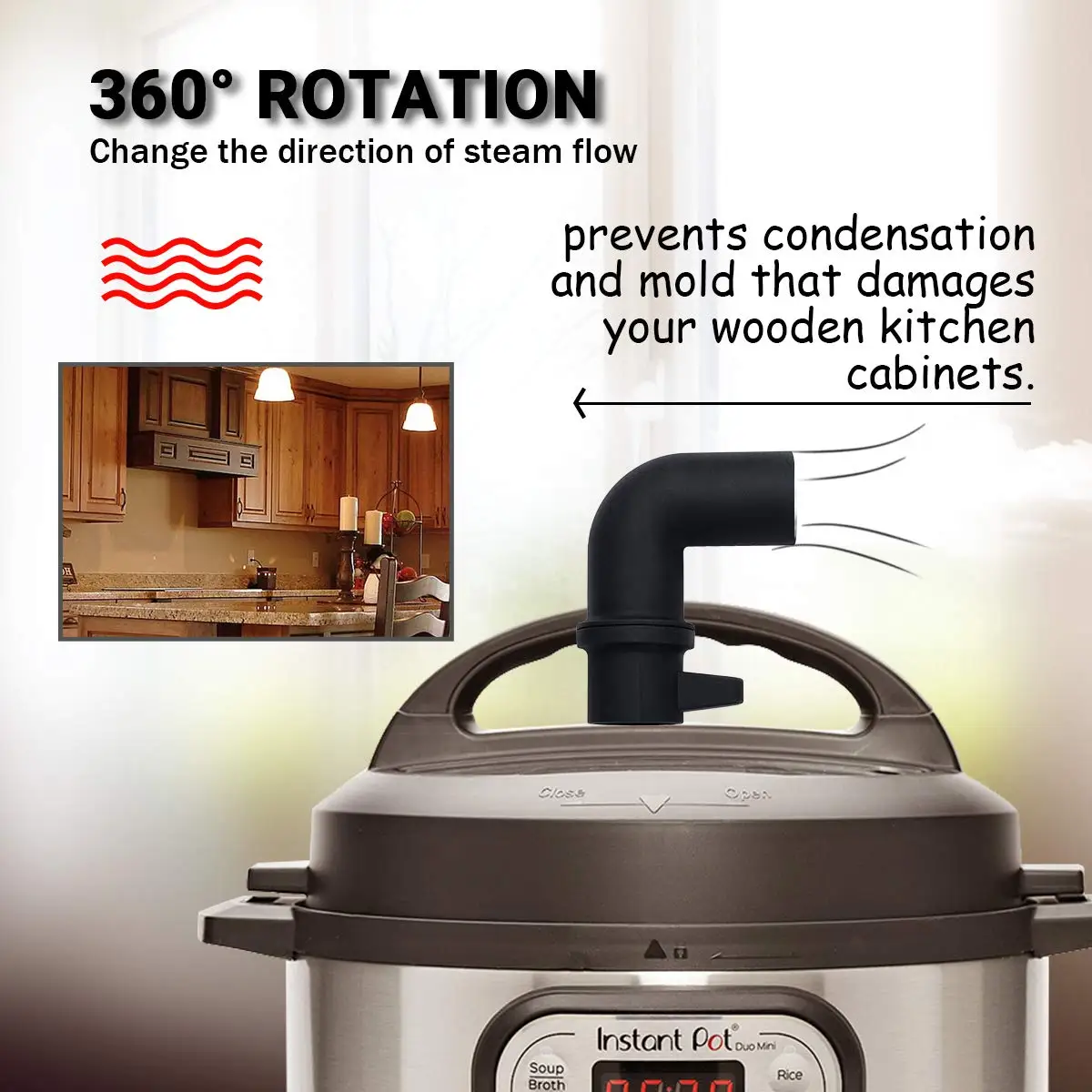 Steam Release Diverter Cupboards/Cabinets Steam Release Accessory Compatible, With Instant Pot& Pressure Cooker Mini 3/5/6/8
