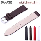 Простой ремешок для часов 8 мм 10 12 13 14 15 16 мм 17 18 19 20 21 22 мм, ультратонкий сменный Браслет из натуральной кожи